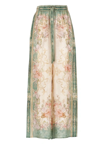 Zimmermann August Floral Relaxed Pants In Green
