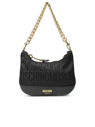 Moschino Logo Black Cotton Blend Bag