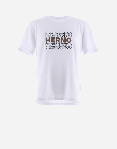 Herno T-shirt In Compact Jersey In White