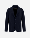 Herno Blazer In Non-washed Light Scuba In Navy Blue