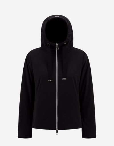 Herno Suede Effect Bomber Jacket In Black