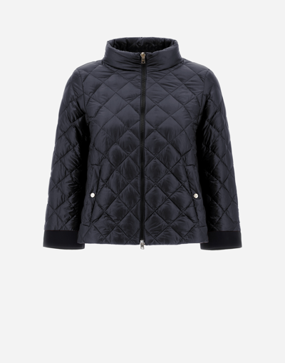 Herno Nylon Ultralight And Knit Bomber Jacket In Black