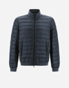 Herno Nylon Ultralight And Knit Bomber Jacket In Navy Blue