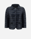 Herno Blue Down Jacket With Collar And Branded Buttons In Polyamide Woman In Navy Blue
