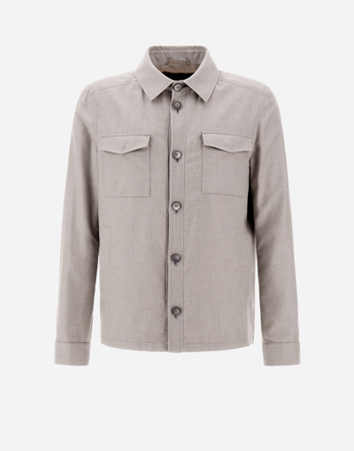 Herno Rain Cotton Cashmere Shirt In Pearl