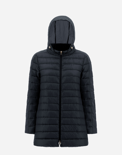 Herno Nylon Ultralight And Techno Taffetà A-line Jacket In Navy Blue