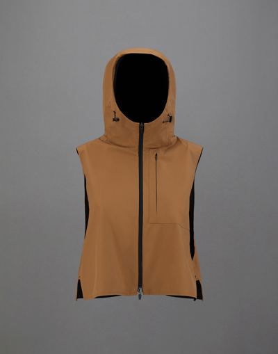 Herno Sleeveless Laminar Jacket In Gore-tex Paclite In Tobacco