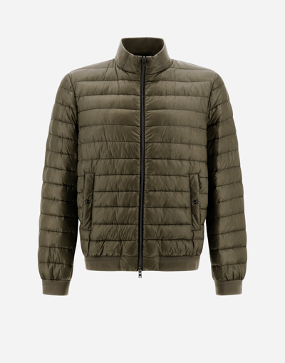 Herno Nylon Ultralight And Knit Bomber Jacket In Military