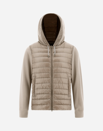 Herno Bomber Jacket In Nylon Ultralight & Fleece In Light Taupe