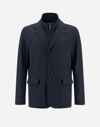 Herno Fabric Jacket With Chest And Front Pockets In Blue