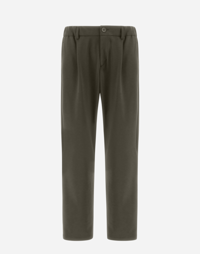 Herno Trousers In Light Non-washed Scuba In Light Military