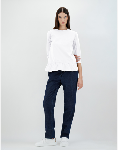 Herno Chic Cotton Jersey And New Techno Taffetà Long-sleeved T-shirt In White