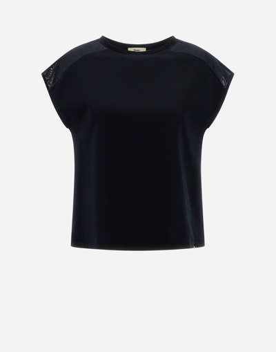 Herno Chic Cotton Jersey And Chic Mesh T-shirt In Black