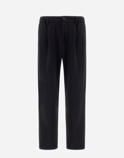 Herno Trousers In Light Non-washed Scuba In Blue