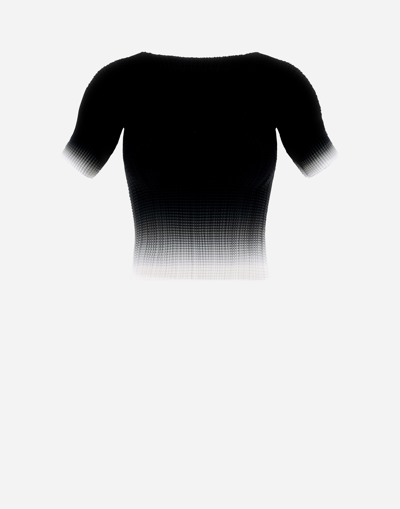 Herno Gradient Plissé T-shirt In Black