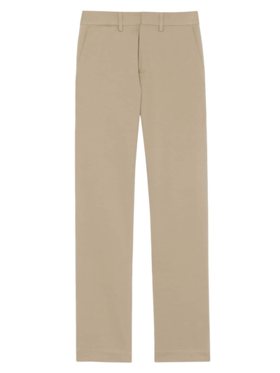 Saint Laurent Tapered Pleated Cotton-blend Twill Chinos In Sand Beige