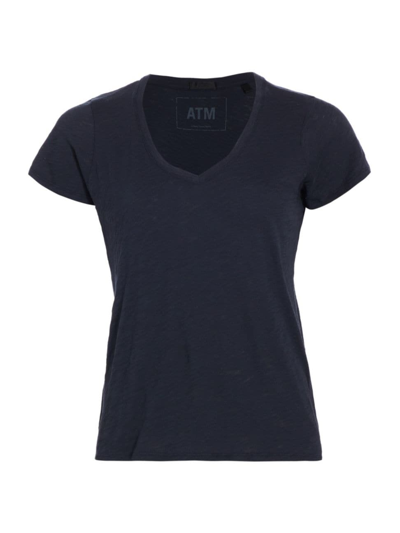 Atm Anthony Thomas Melillo Schoolboy V-neck Tee In Midnight