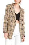BELLE & BLOOM BELLE AND BLOOM TOO COOL FOR WORK PLAID DOUBLE BREASTED BLAZER