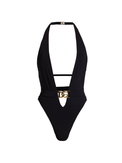 DOLCE & GABBANA WOMEN'S DG HALTER ONE-PIECE SWIMSUIT