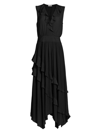 Ramy Brook Hadlee Ruffled Sleeveless High-low Maxi Dress In Black