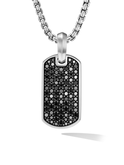David Yurman Men's Chevron Tag Enhancer With Diamonds In Silver, 21mm In Abd