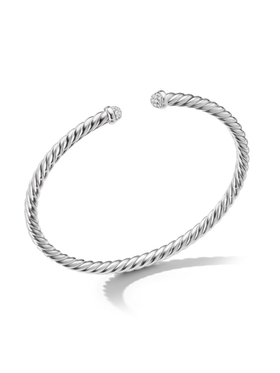 David Yurman Women's Cable Flex Bracelet In 18k White Gold In Diamond