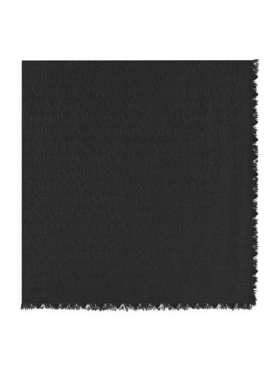 Saint Laurent Men's Large Square Scarf In Silk In Black
