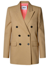 Msgm Double-breasted Blazer In Beige