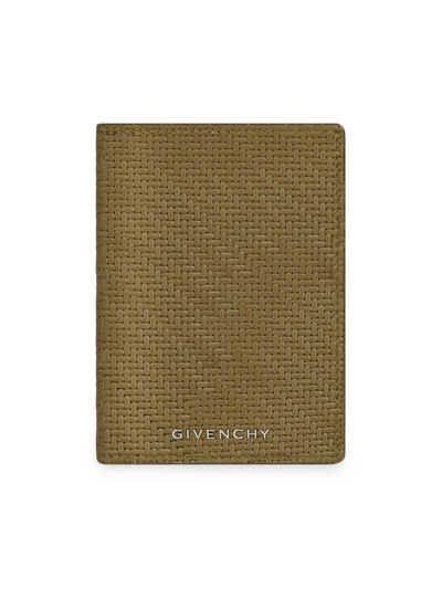 Givenchy Men's Card Holder In Braided Effect Leather In Khaki