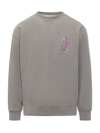 Jw Anderson Roundneck Sweatshirt With Front Logo And Unique Rear Print In Grey