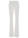 FRAME 'MINI BOOT' WHITE FLARED JEANS WITH BRANDED BUTTON IN COTTON BLEND DENIM WOMAN