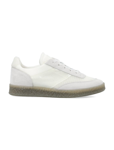 Mm6 Maison Margiela Suede-trim Low-top Sneakers In White Sand