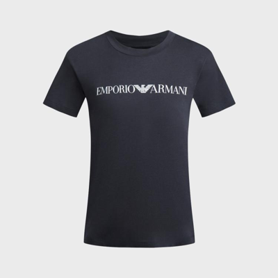 Emporio Armani 2024年春夏新品 阿玛尼女式圆领简约logo休闲t恤 In Black