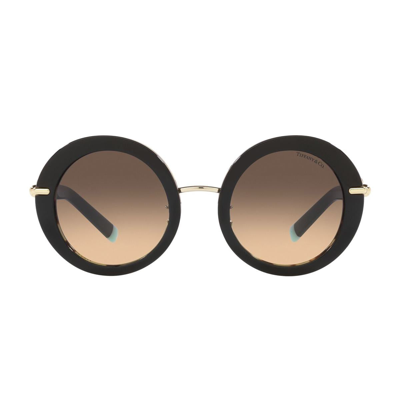 Tiffany & Co Tf4201 Round-frame Acetate And Metal Sunglasses In Light Yellow Gradient Grey