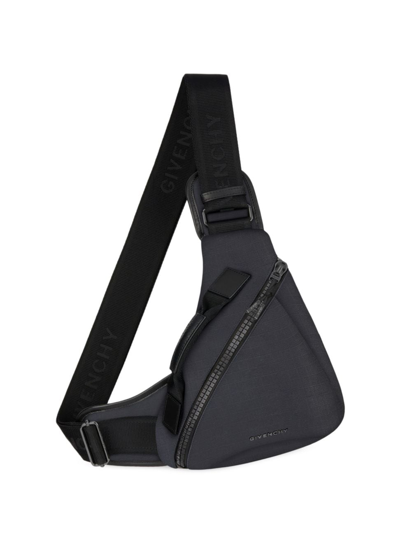 Givenchy Men's Small G-zip Triangle Bag In 4g Nylon In Black