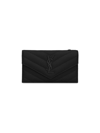 Saint Laurent Women's Cassandre Matelassé Fragments Flap Card Case In Black