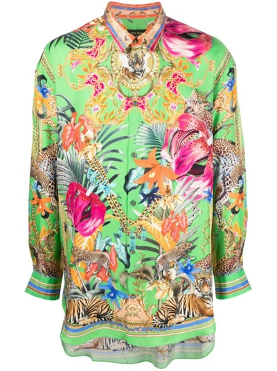 Camilla Botanical-print Silk Shirt In Multicolor