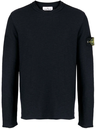 Stone Island Navy Patch Sweater In Blue