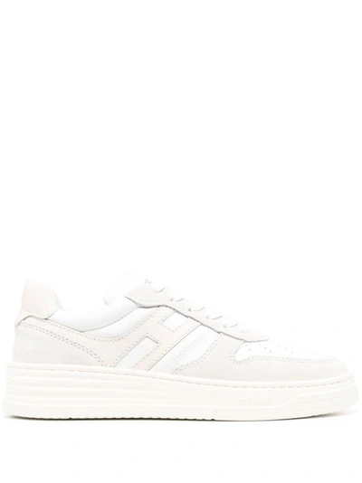 Hogan Leather And Suede Sneakers In White