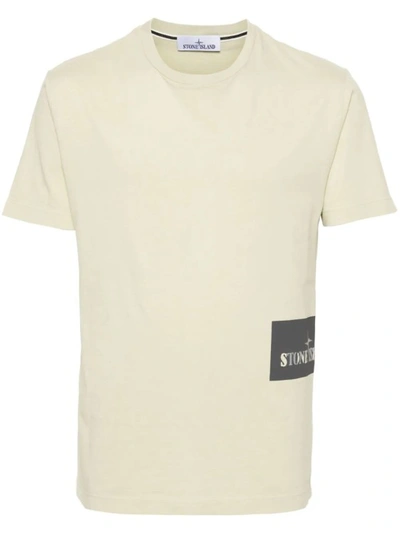 Stone Island Logo-print Cotton T-shirt In Neutrals
