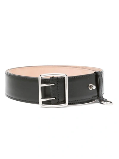 Alexander Mcqueen Black Calfskin Belt