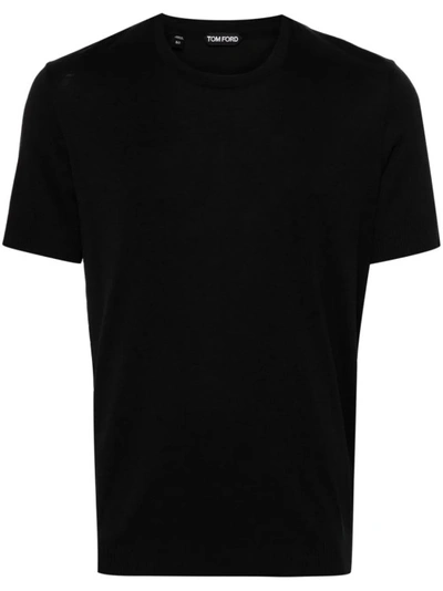 Tom Ford Crew-neck Knitted T-shirt In Black