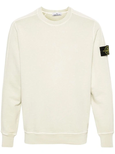 Stone Island Compass-appliqué Cotton Sweatshirt In White
