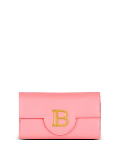 Balmain B Buzz Leather Chain Wallet In Pink