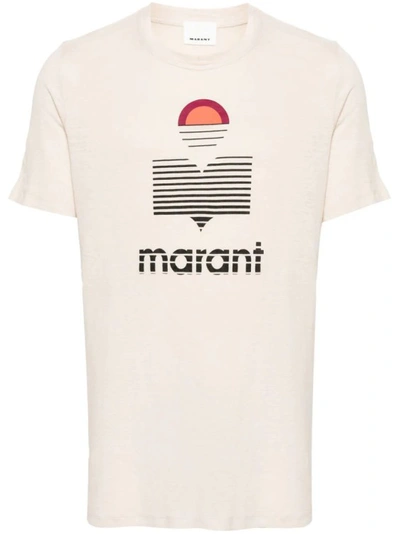 Marant Karman Linen T-shirt In Neutrals