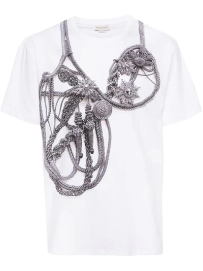 ALEXANDER MCQUEEN WHITE TROMPE-L'ŒIL HARNESS T-SHIRT