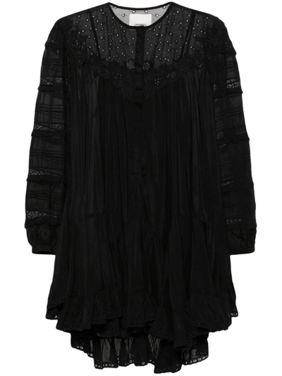 Isabel Marant Gyliane Broderie-anglaise Midi Dress In Black