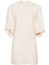 Stella Mccartney Cape Draped Minidress In Neutrals