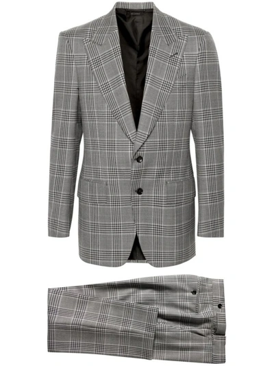 Tom Ford Checked Wool Suit In Grey