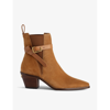 Zadig & Voltaire Womens Heritage Tyler Cecilia C-buckle Suede Heeled Ankle Boots In Heritage